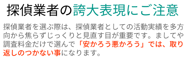 探偵業者の誇大表現にご注意